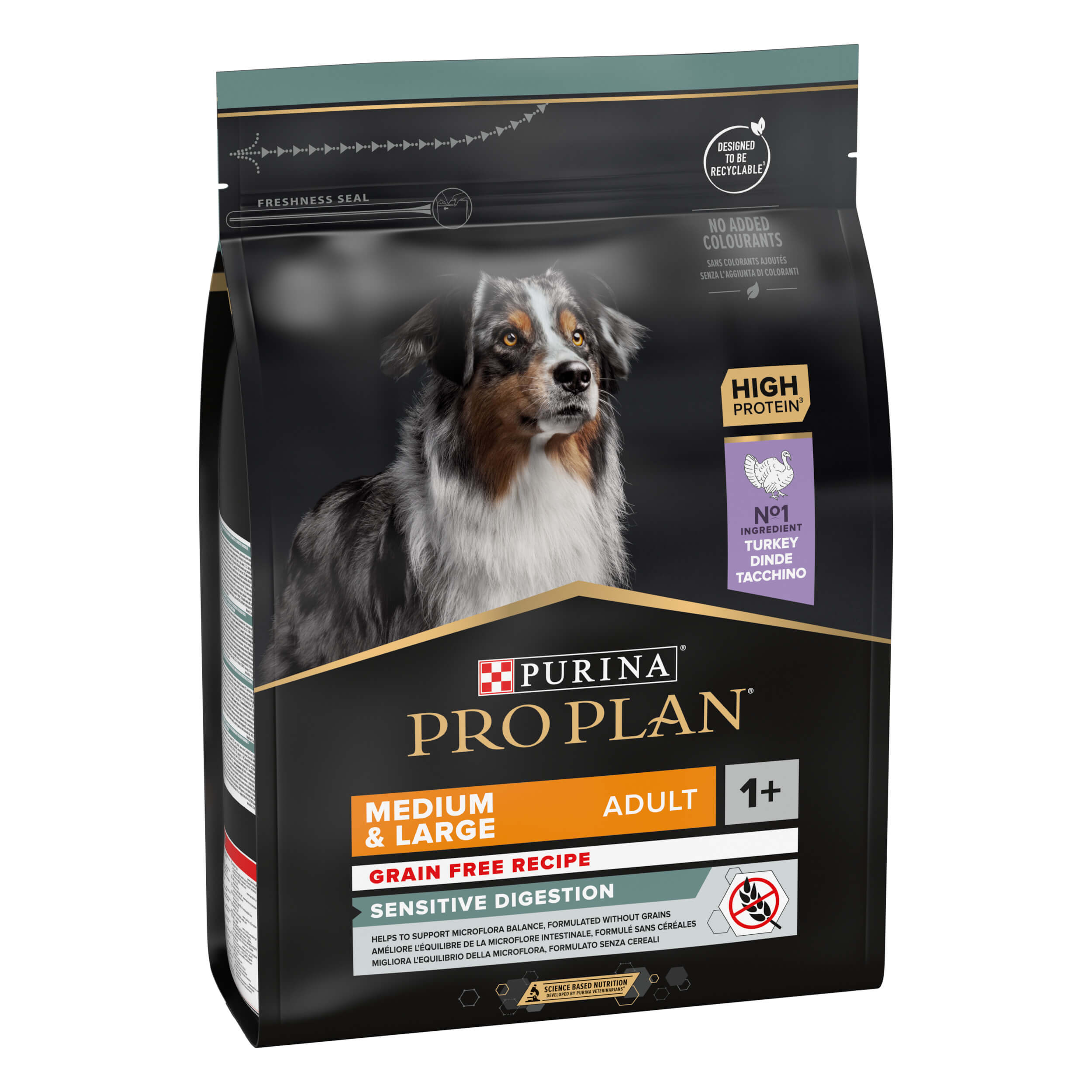 Image showcasing PRO PLAN® SENSITIVE DIGESTION Grain Free formula srednji psi | Purina HR