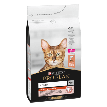 PURINA® PRO PLAN® Adult 1+ Vital Functions, bogata lososom, suha hrana za mačke