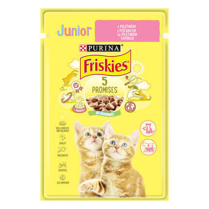 FRISKIES Junior, s piletinom u umaku, mokra hrana za mačke