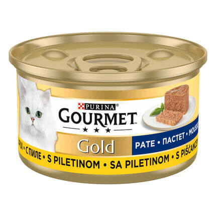 GOURMET GOLD, pašteta s piletinom, mokra hrana za mačke