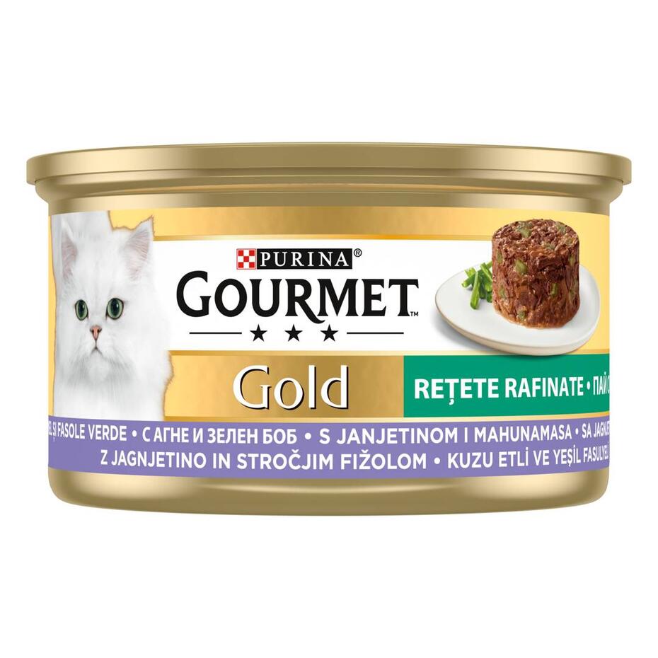 GOURMET GOLD Savoury Cake s Janjetinom i Zelenim Mahunama, mokra hrana za mačke
