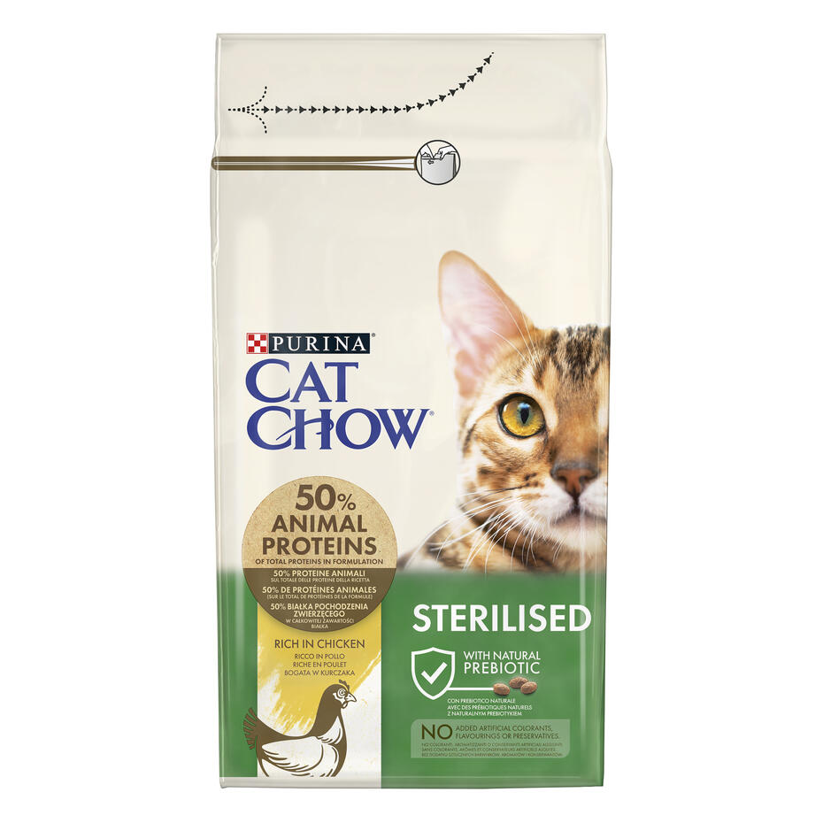 PURINA CAT CHOW Sterilised, s piletinom, suha hrana za mačke