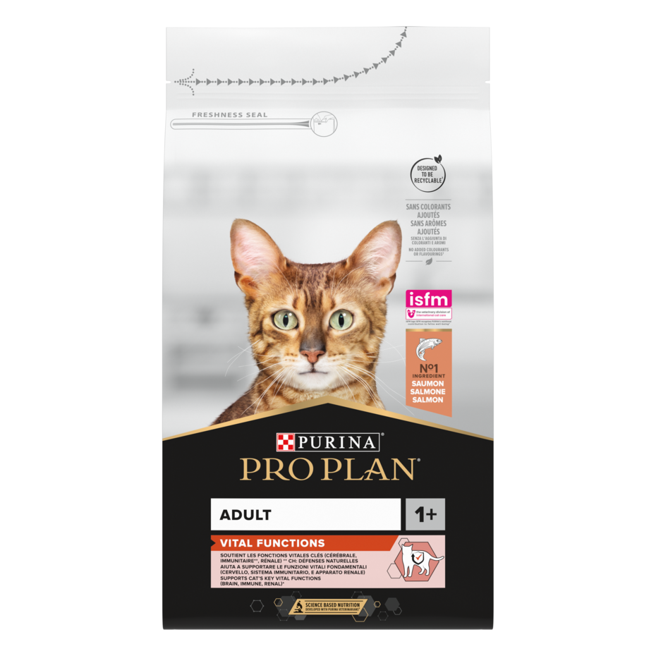 PURINA® PRO PLAN® Adult 1+ Vital Functions, bogata lososom, suha hrana za mačke