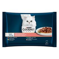 GOURMET PERLE Mini fileti: govedina, piletina, zečetina i losos Multipakiranje 4x85g, mokra hrana za mačke