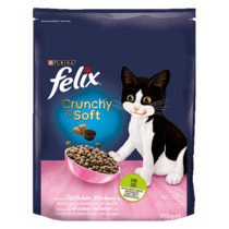Felix Crunchy & Soft Junior s ukusnom kombinacijom piletine i puretine, s povrćem