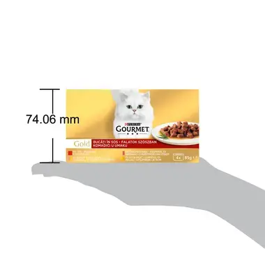 GOURMET GOLD, s junetinom/ puretinom i patkom/ lososom i piletinom/ piletinom i jetricama, mini fileti u umaku, mokra hrana z