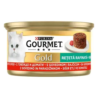 GOURMET GOLD Savoury Cake, s govedinom i rajčicama, mokra hrana za mačke
