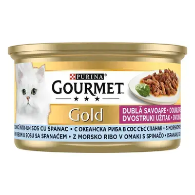 GOURMET GOLD Duo Riba i špinat, mokra hrana za mačke