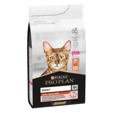 PURINA® PRO PLAN® Adult 1+ Vital Functions, bogata lososom, suha hrana za mačke