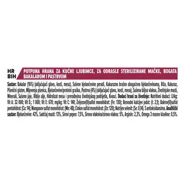 PURINA ® PRO PLAN ® Sterilised Adult 1+ SAVOURY DUO, bogata bakalarom i pastrvom